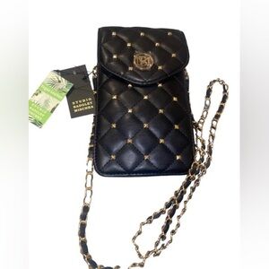 NWT Badgley Mischka Black Phone Case With Gold Accents